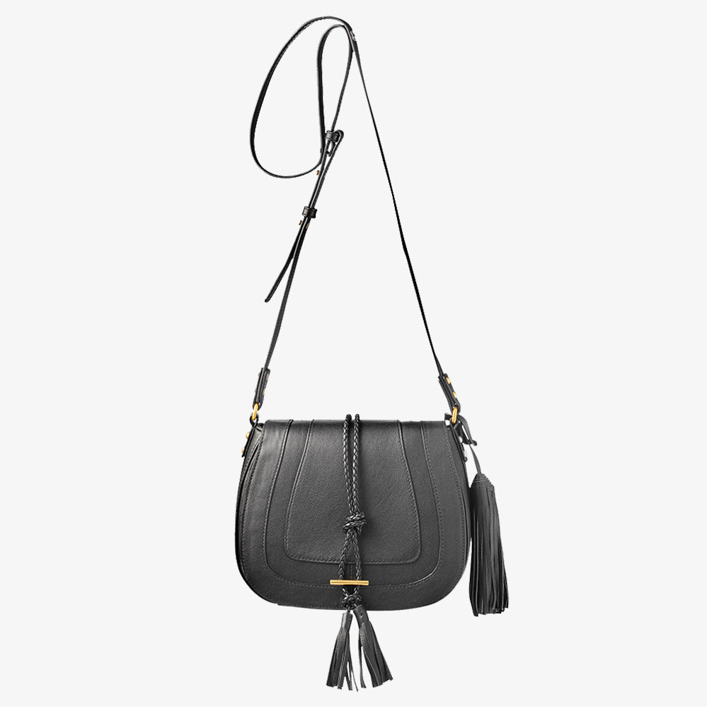 Nikki Williams - Harriet Black Leather Maxi Saddle Bag