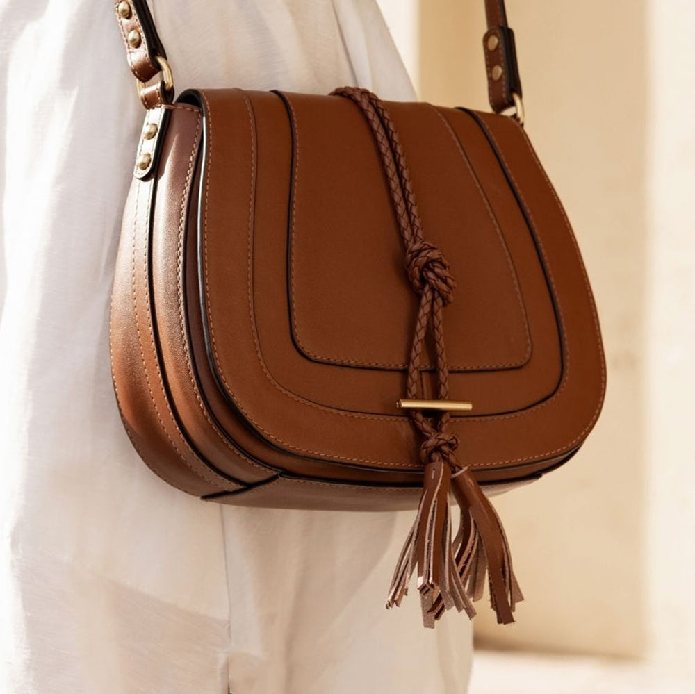 Nikki Williams - Harriet Maxi Tan Leather Saddle Bag