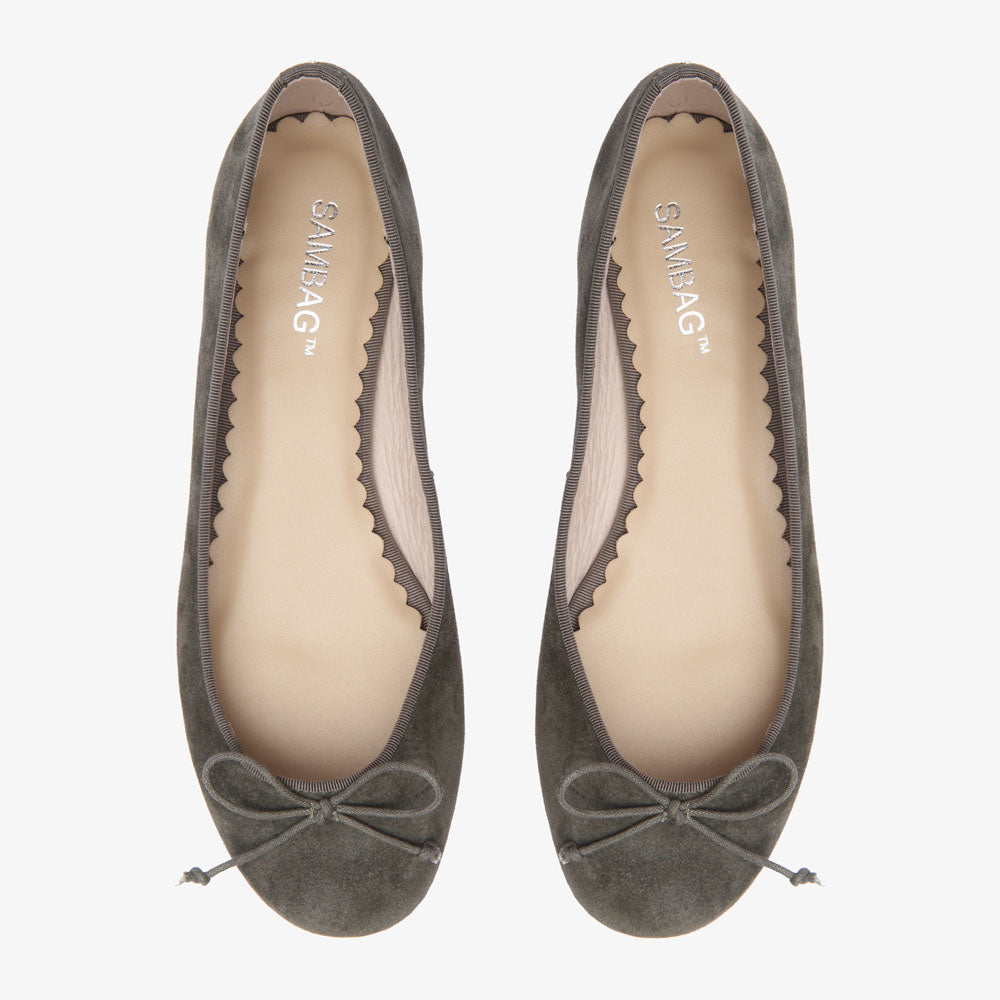 Tina Khaki Suede Ballet Flat