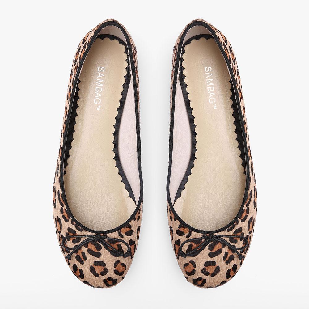 Calf hair leopard flats Clearance